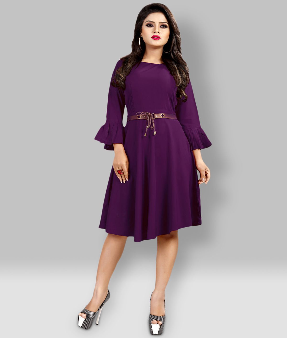 purple fit and flare dress