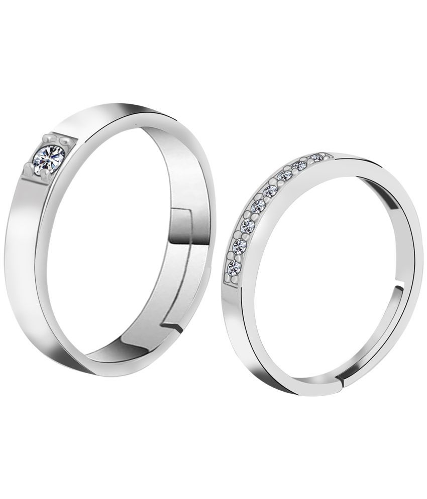     			Speical For Couple Ring Valentines Adjustable Amazing Stylish  Lover Ring Set Silver Plated Couple Ring Women And Men