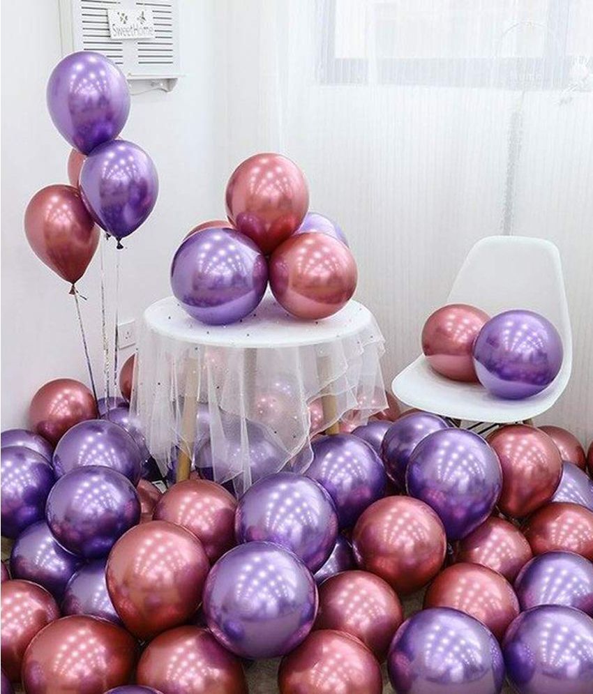     			Balloon Junction Themez Only Metallic HD Chrome Metallic Balloons Combo for Decoration Birthday / Baby Shower / Anniversary (Chrome Pink, Chrome Purple) - Pack of 30 pcs