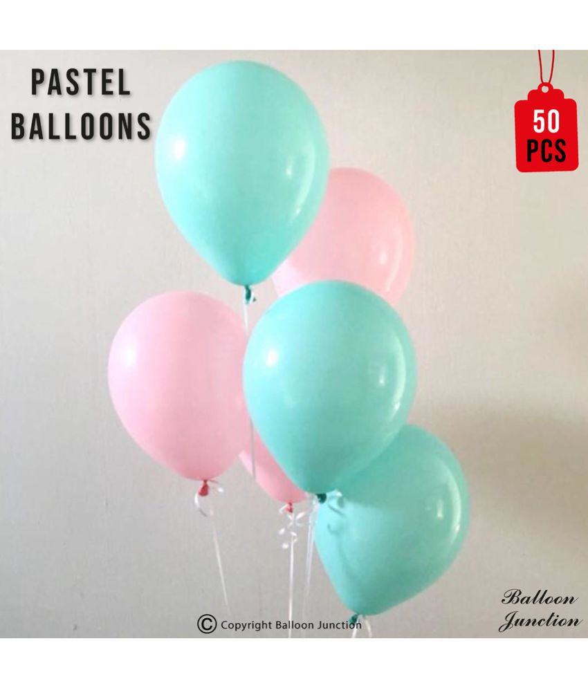     			Balloon Junction Themez Only Pastel Color Balloons for Decoration - Pack of 50 pcs (Mint and Blush Pink)