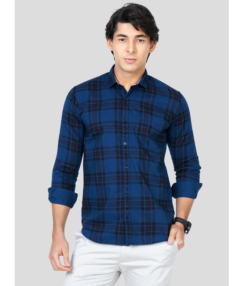     			Paul Street Cotton Blend Slim Fit Checks Men's Casual Shirt - Blue ( Pack of 1 )