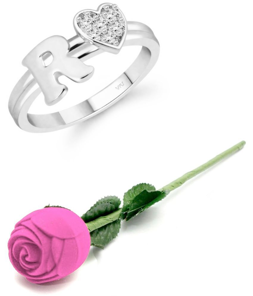     			Valentine Initial '' R '' Letter with heart ring alphabet for women and Girls