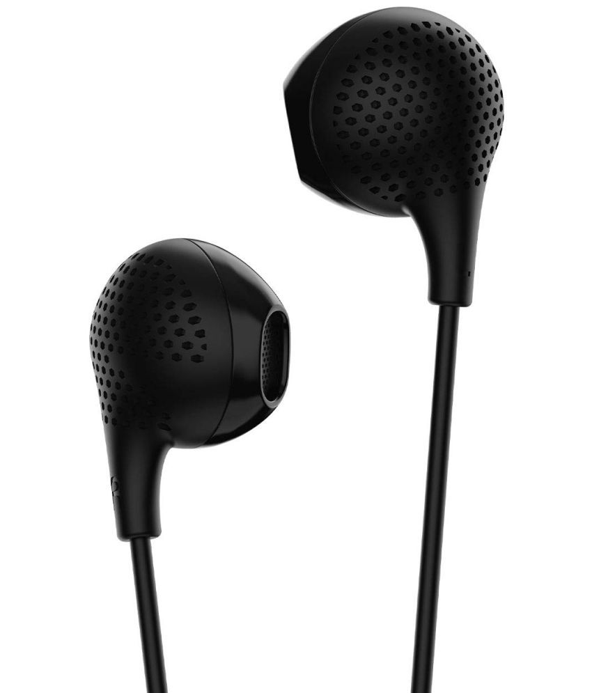 boAt Bassheads 104 Black On Ear Wired With Mic Headphones/Earphones Black