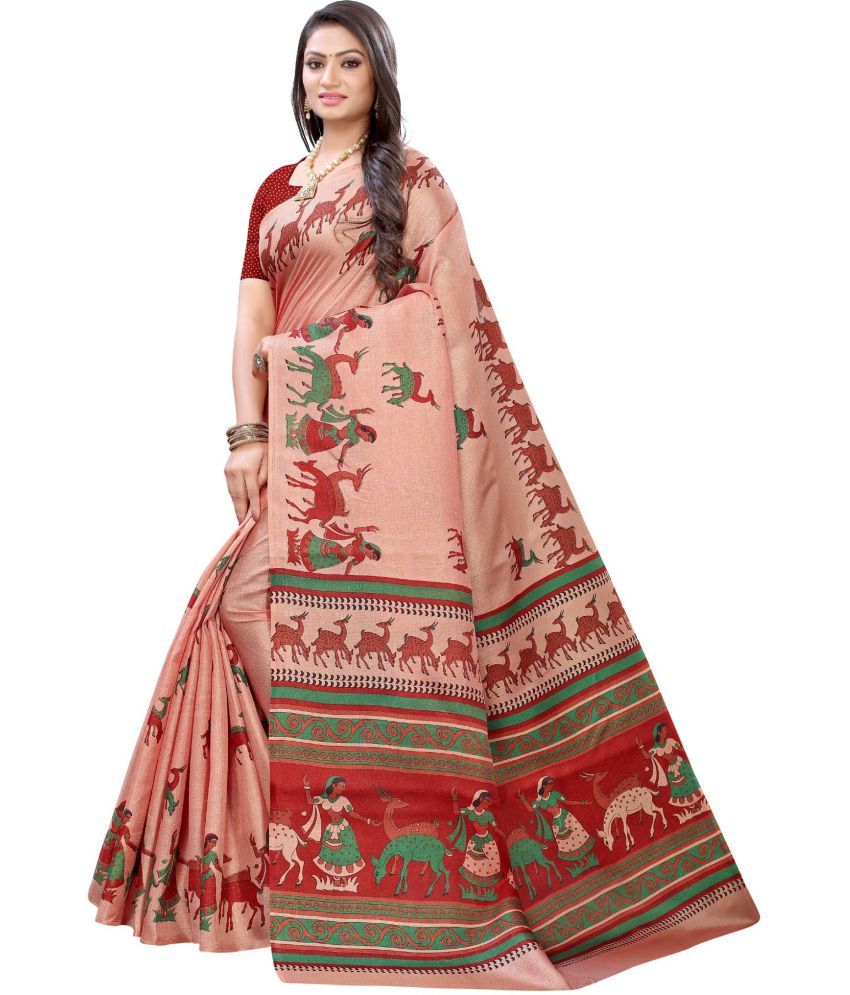 Saree Mall Peach Bhagalpuri Silk Saree Single Buy Saree Mall Peach Bhagalpuri Silk Saree