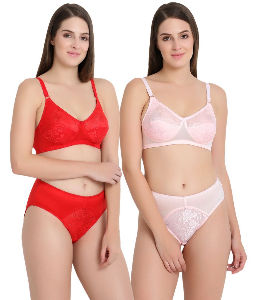     			KYODO Pack of 2 Lycra Women's Bra & Panty Set ( Multi Color )