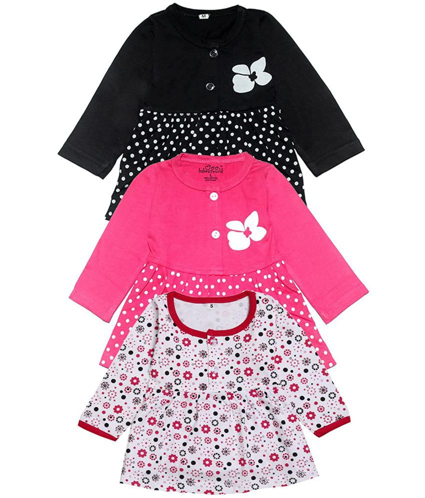     			Babeezworld Baby Girl’s Pure Cotton Knee Length Dress Pack Of 3