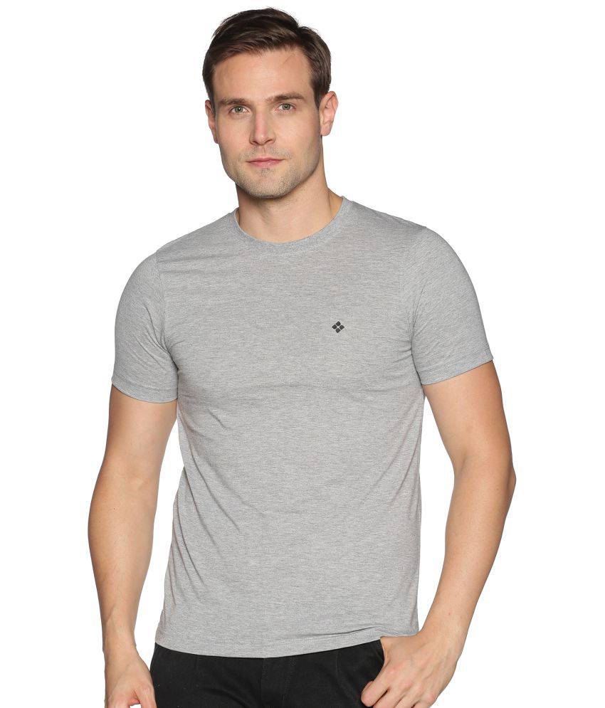     			Dollar Cotton Blend Regular Fit Solids Round Half Sleeves Grey Men T-Shirt Single Pack