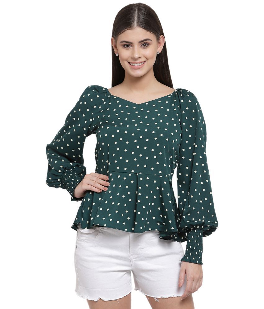     			Style Quotient Polyester Peplum Tops - Green Single