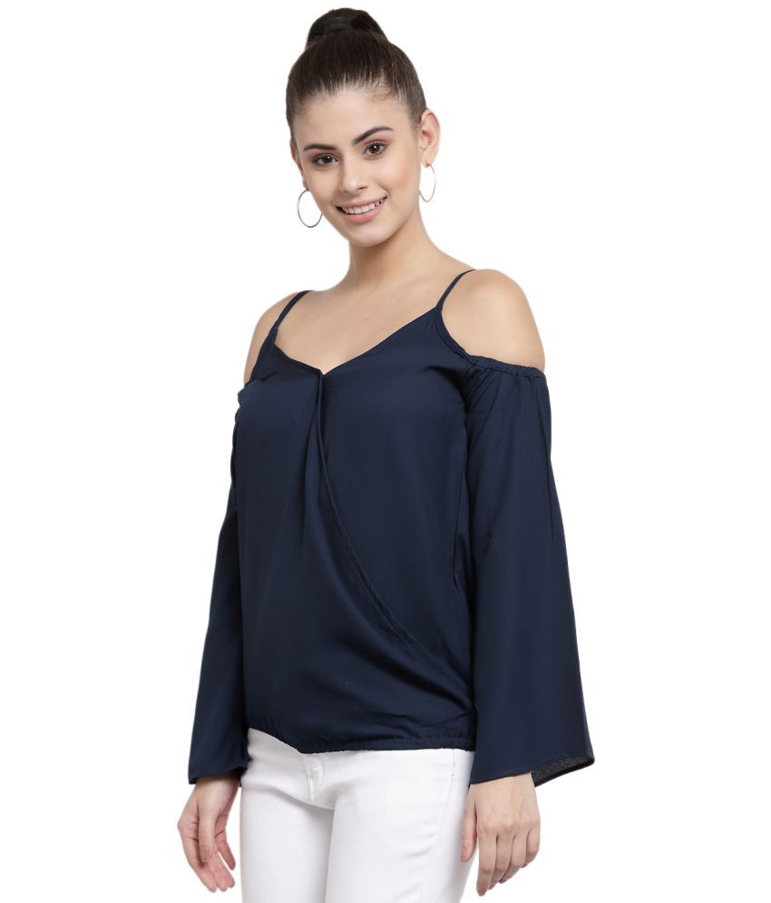     			Style Quotient - Navy Polyester Women's Wrap Top ( )