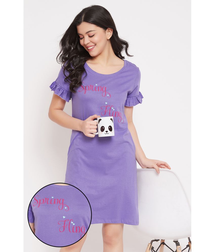     			Clovia Cotton Night Dress - Purple