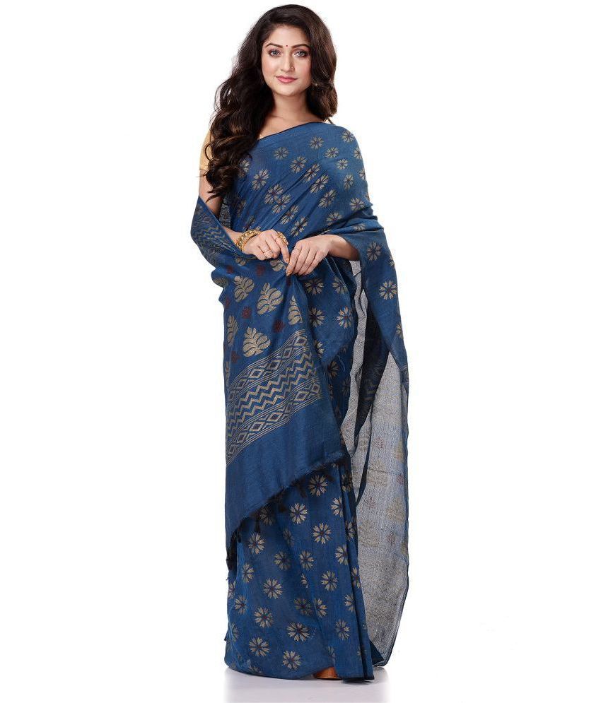 Desh Bidesh Blue Bengal Handloom Saree - Single