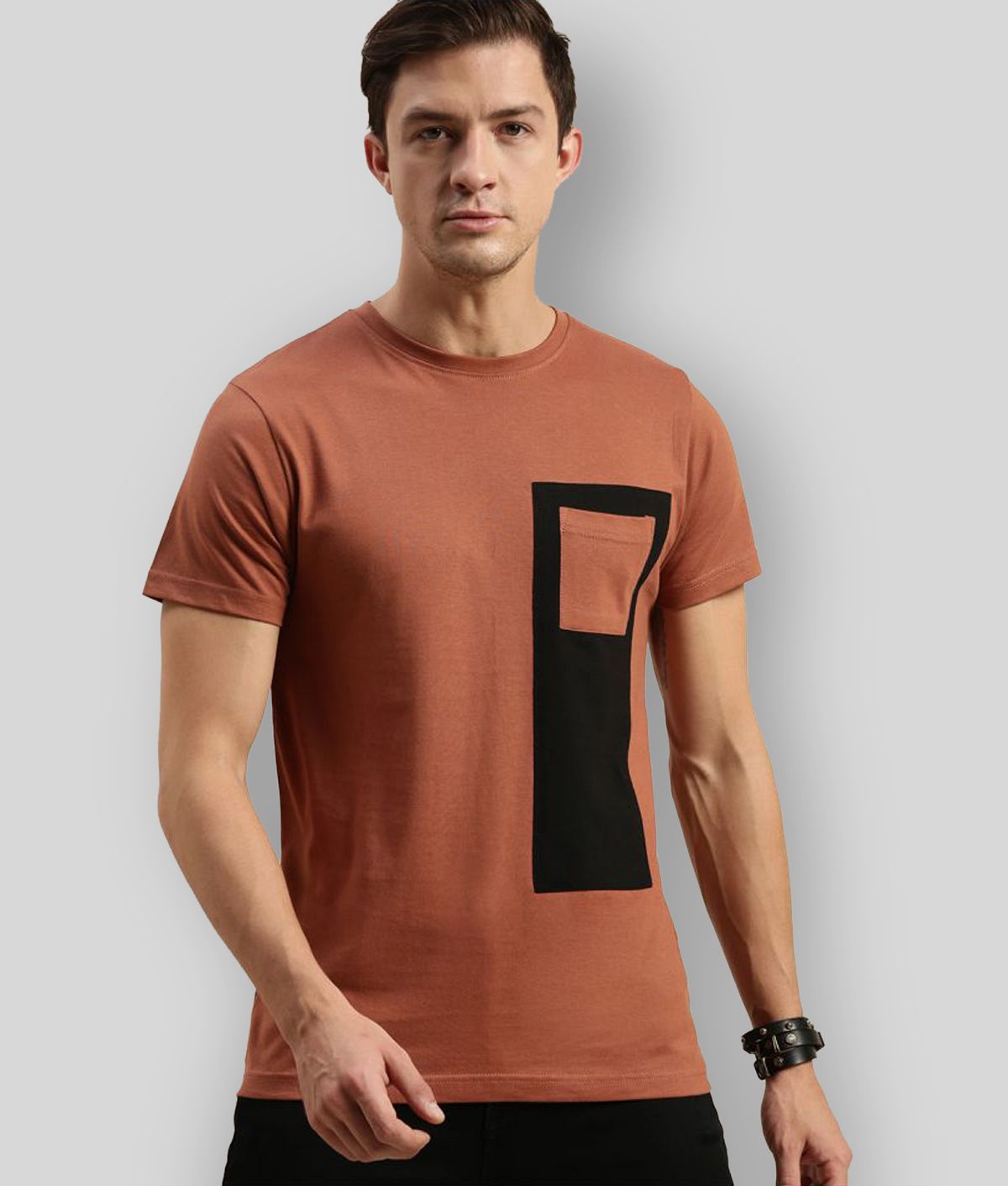     			Difference of Opinion - Brown Cotton Regular Fit Men's T-Shirt ( Pack of 1 )