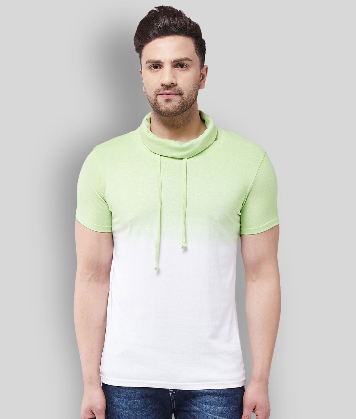 Gritstones - Light Green Cotton Blend Regular Fit Men's T-Shirt ( Pack of 1 )