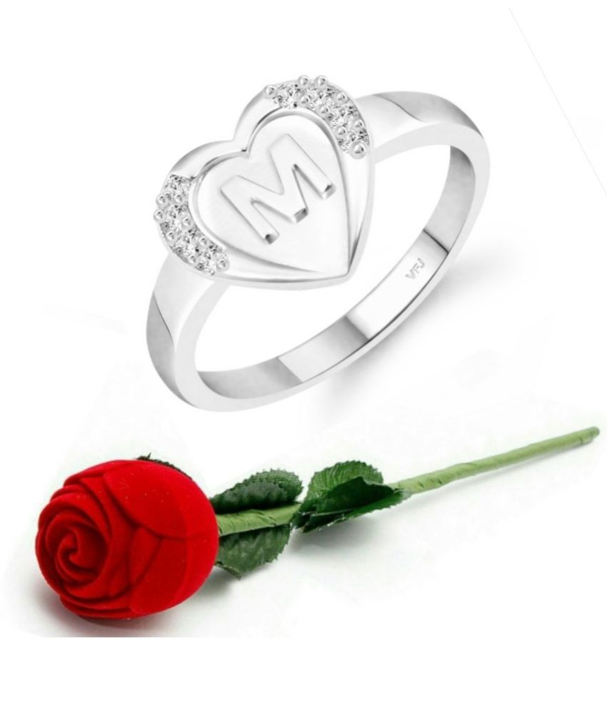     			Valentine Initial '' M '' Letter in heart ring alphabet for women and Girls