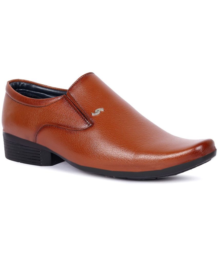     			1AAROW Slip On Artificial Leather Tan Formal Shoes