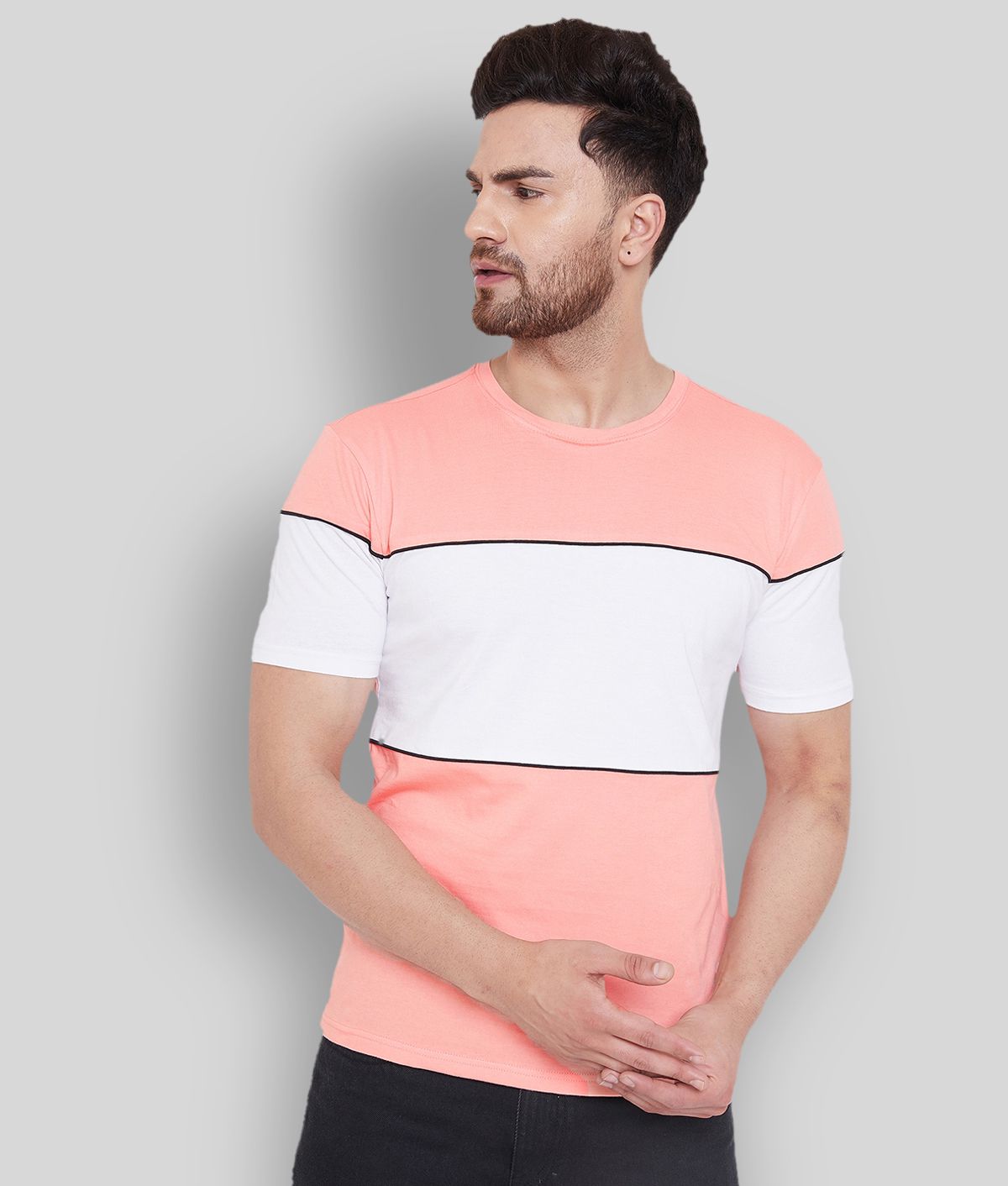 Gritsones - Coral Cotton Blend Regular Fit Men's T-Shirt ( Pack of 1 )