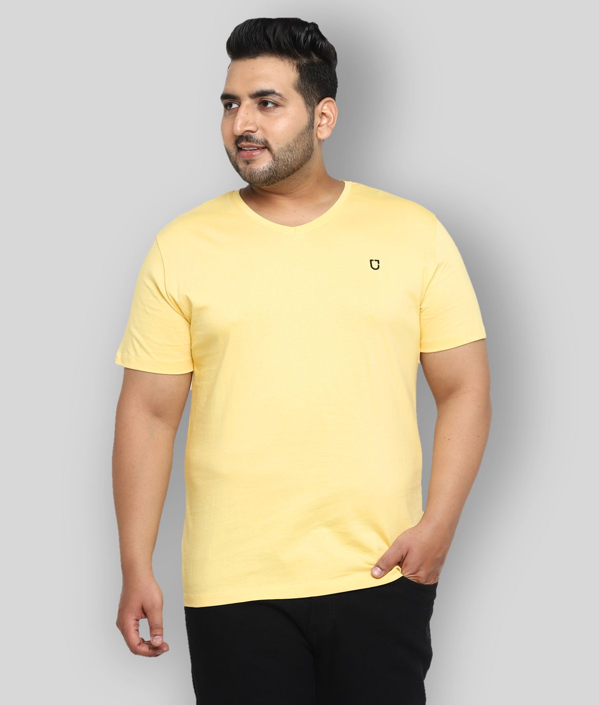     			Urbano Plus - Yellow Cotton Regular Fit Men's T-Shirt ( Pack of 1 )