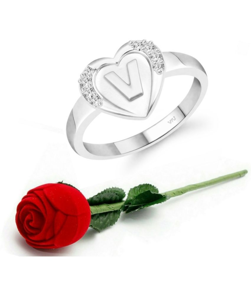     			Valentine Initial '' V '' Letter in heart ring alphabet for women and Girls