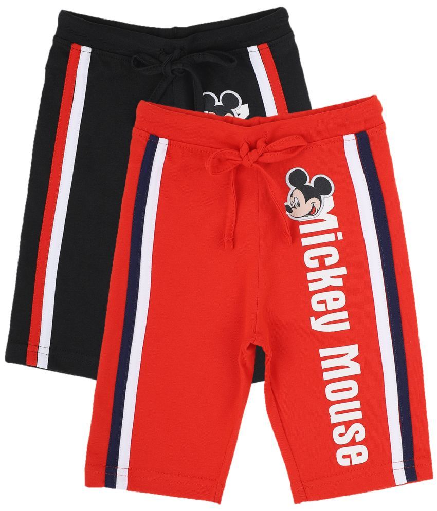     			MICKEY & FRIENDS BOYS CAPRI RED & BLACK PACK OF 2