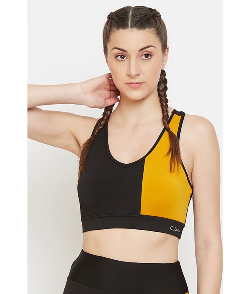     			Clovia Black Polyester Solid Sports Bra - Single