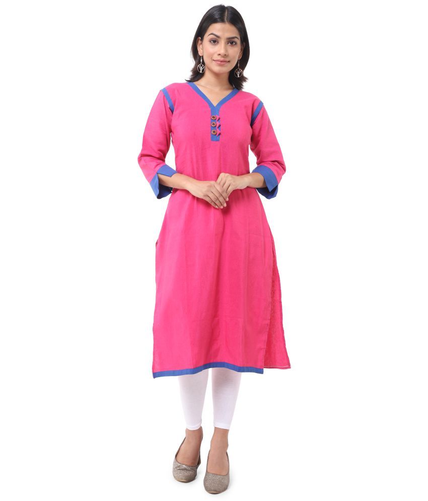     			DESHBANDHU DBK - Pink Cotton Women's Straight Kurti