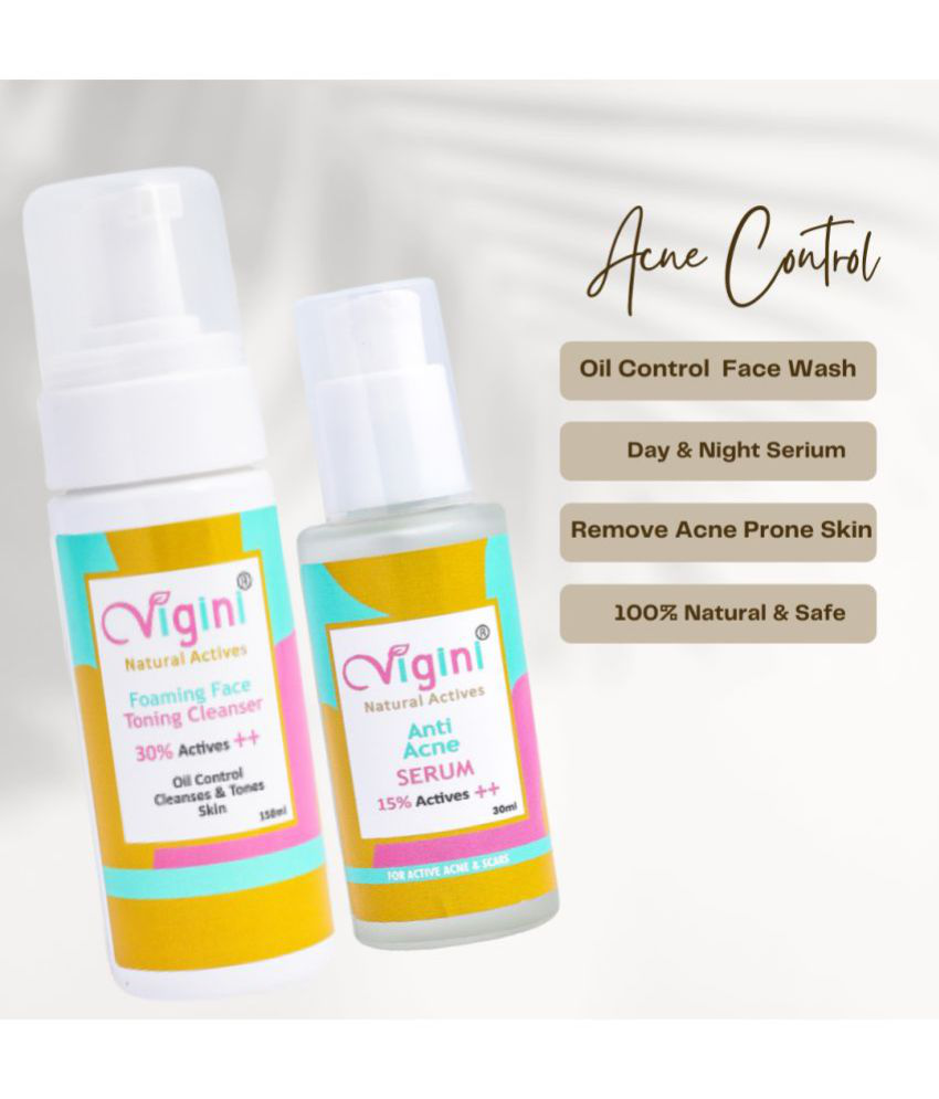     			Vigini Anti Acne Face Serum With Face Wash Liquid 180 mg Pack Of 2
