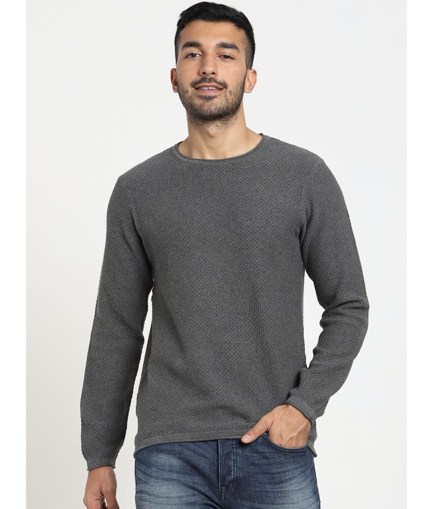     			Bewakoof Grey Round Neck Sweater Single