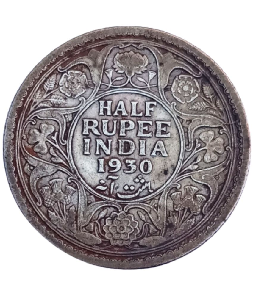     			British India 1930 half rupee silver type Rare