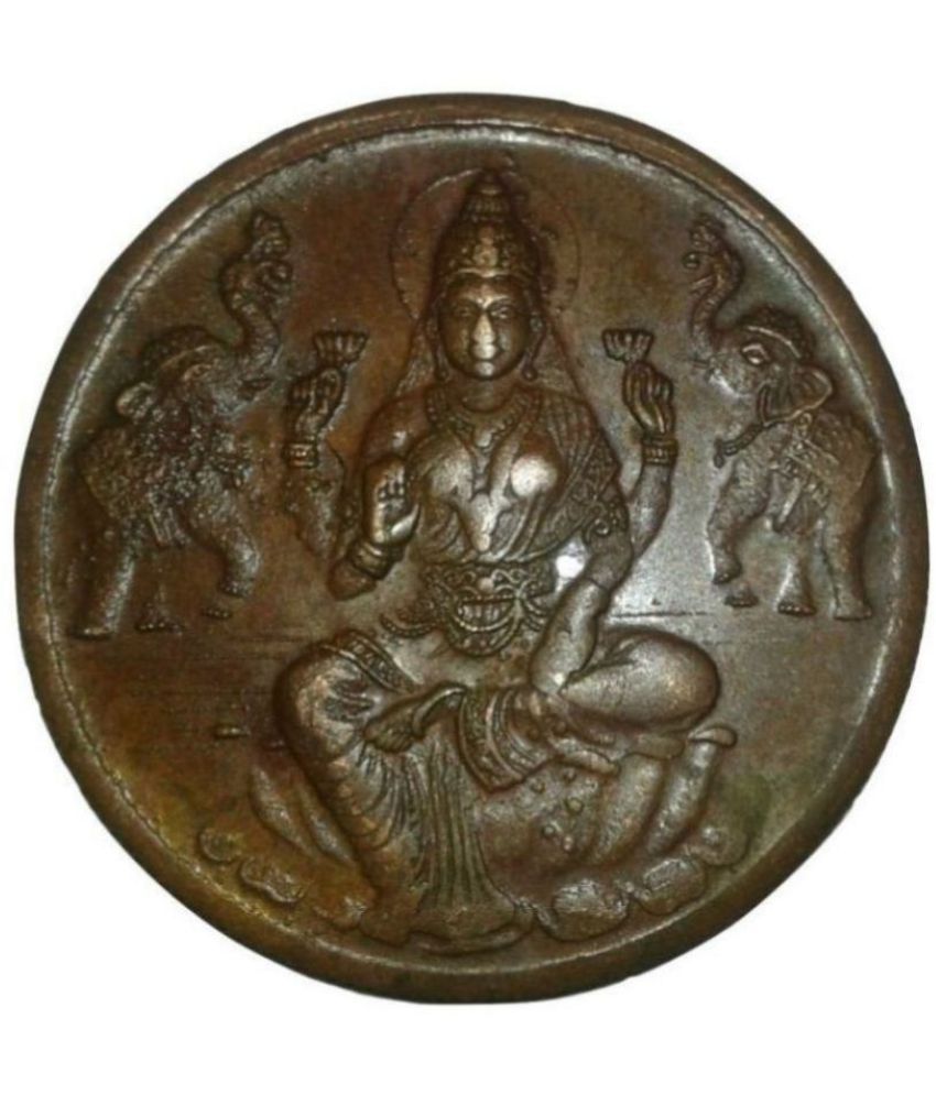     			VINTAGE SHOP - GODDESS LAXMI DEVI EAST INDIA CO.TEMPLE TOKEN ONE ANNA COIN 1 Numismatic Coins