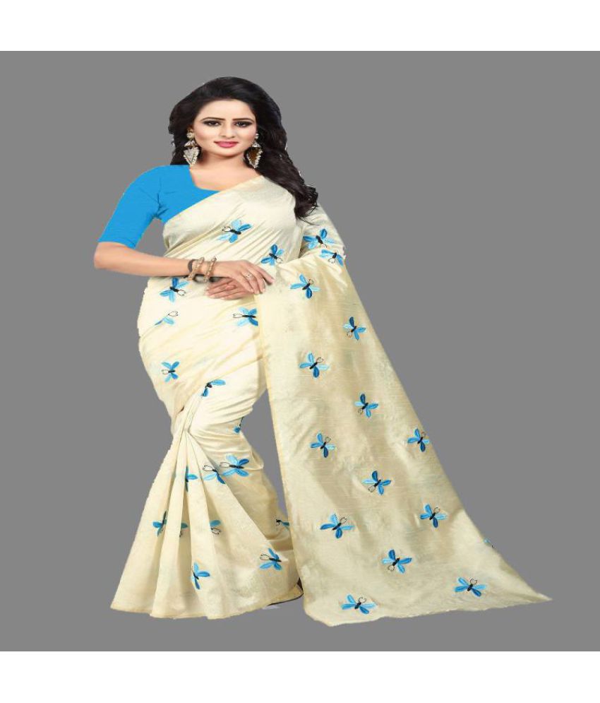     			Bhuwal Fashion SkyBlue Joya Silk Saree - Single