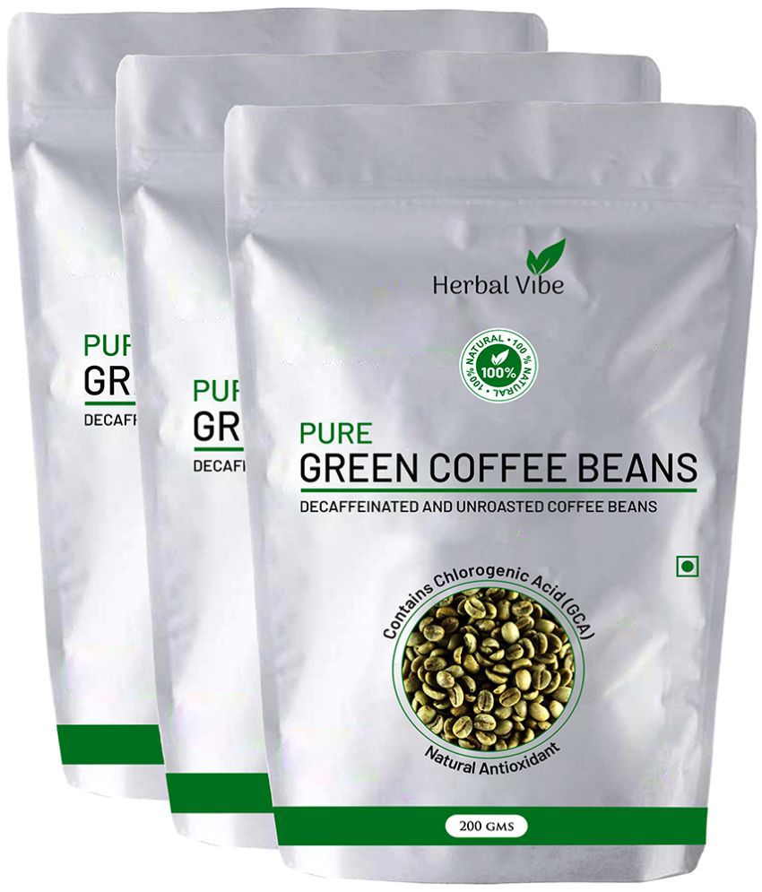 Herbal Vibe Green Coffee Beans 200 Gms Each Pouch 600 gm Unflavoured Pack of 3