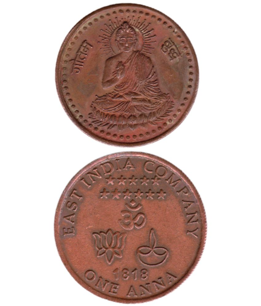     			OLD BIG COIN LORD GAUTAM BUDDHA BHAGWAN COIN 1818 OR 1717 OR 1616 COIN 1 COIN ONLY EAST INDIA COMPANY ONE ANNA COIN