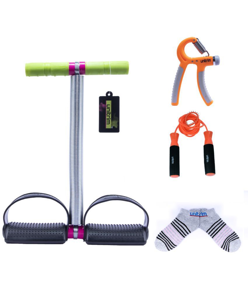 Tummy Trimmer Single Spring Female, Skipping Rope and Adjustable Hand Grip combo