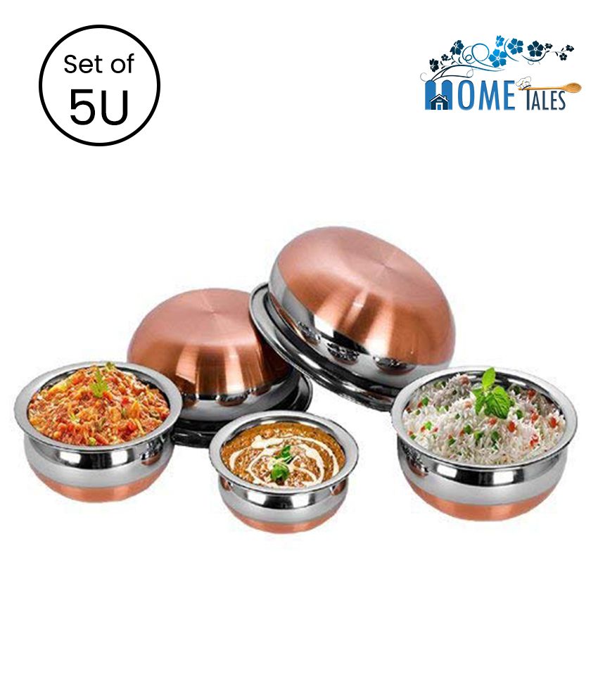     			HOMETALES Copper Coated Bottom Handi Set of 5 U for Kitchen Serving Needs, Capacity (400ml , 700ml ,1000ml ,1500ml , 2000ml)