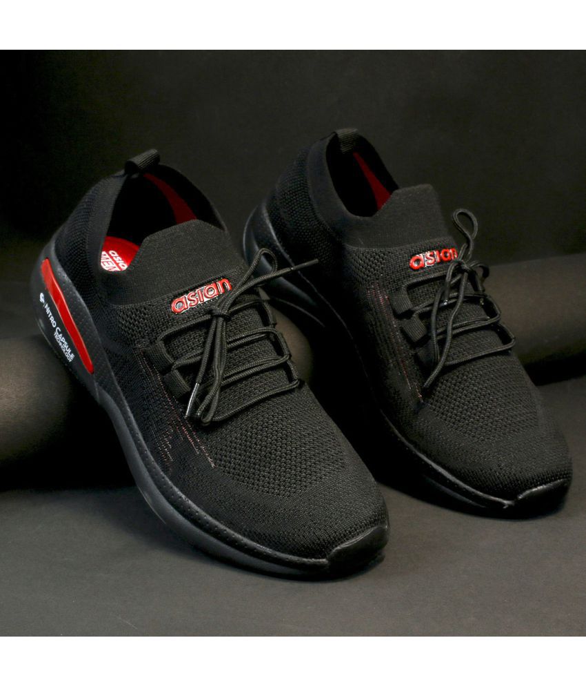     			ASIAN Black Running Shoes