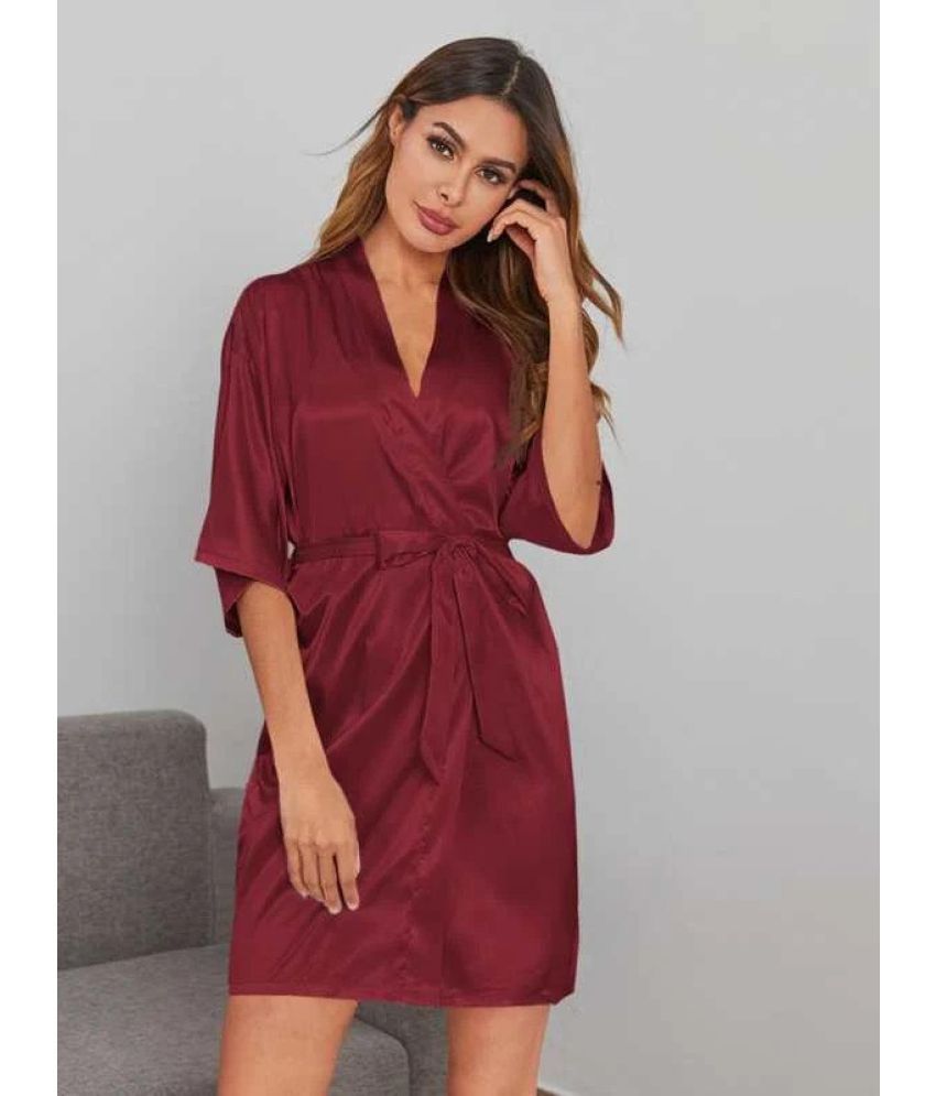     			Celosia Satin Robes - Maroon Single