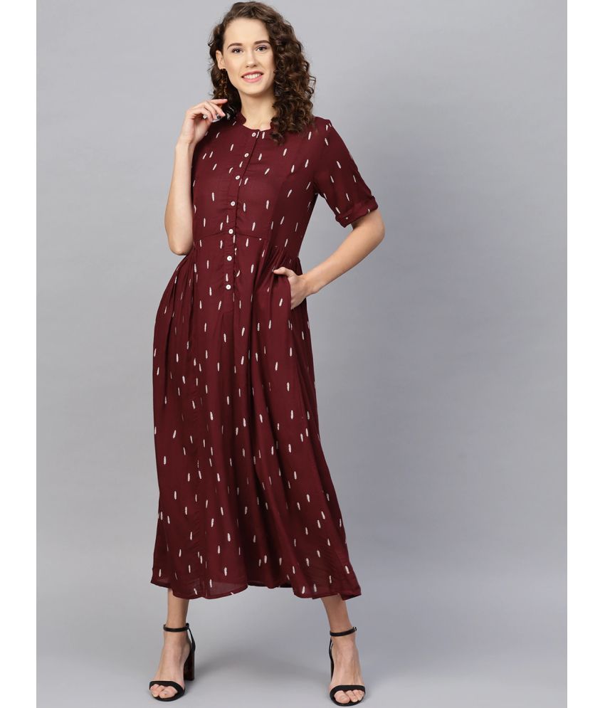     			Rare Rayon Maroon Regular Dress - Single