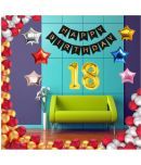 Blooms Event 1 Set Happy Birthday Banner     Black Color ,  1 Gold ,1 Silver ,1 Red ,1 Royal Blue ,1 Pink & 1 Rose Gold Star shape Foil Balloons, 30 HD Metallic Gold , Silver & Red Balloons , 18 No. Foil Number Silver