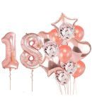 Blooms Event Rose Gold special 18 No. rose gold foil 2 pcs of rosegold Heart foil, 2pcs of rosegold Star Foil ,5pcs Confetti Balloon , & 5pcs rosegold Latex Balloon