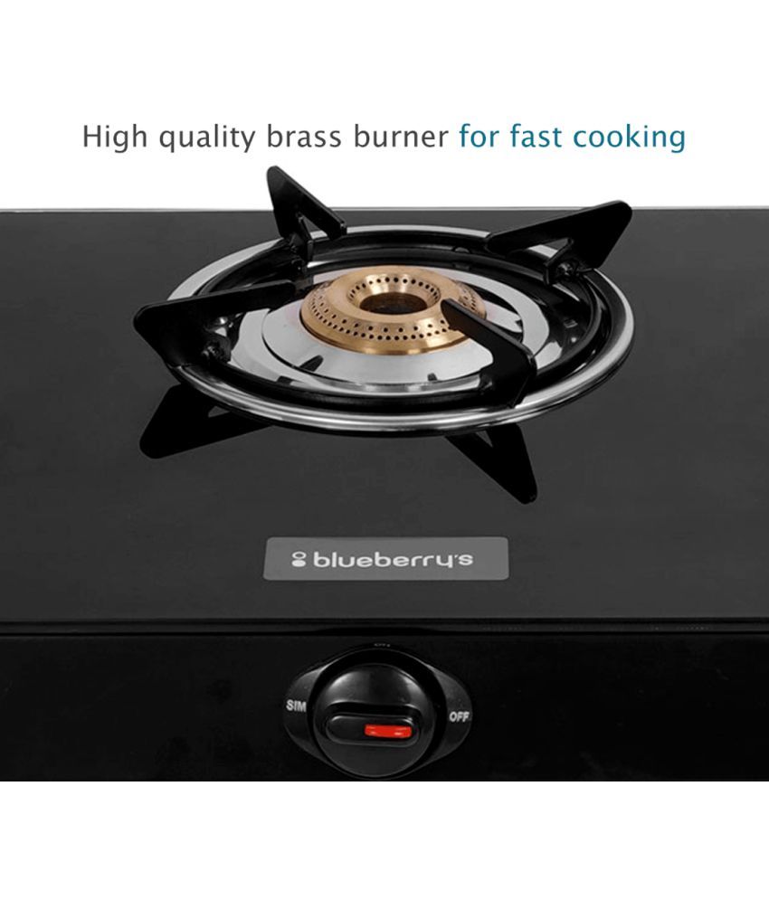 3 Burner Glasstop Gas Stove Touphened Glass 7mm Thickness ,Brass Burner