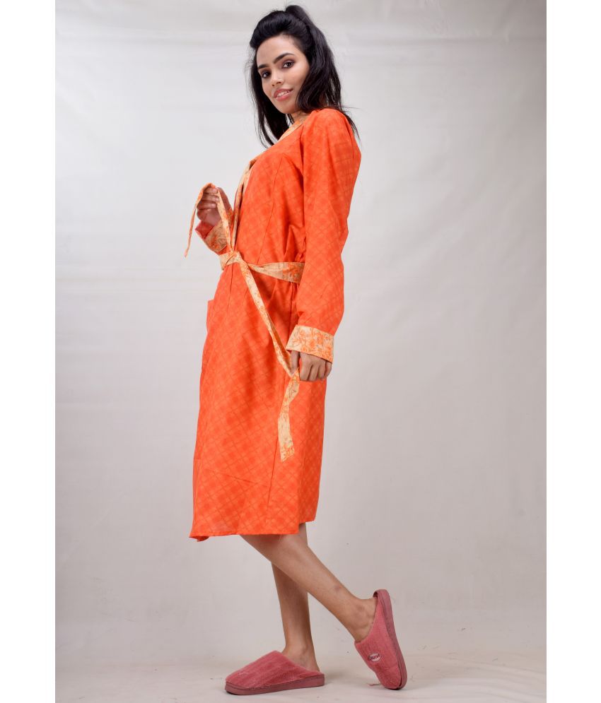     			CLYMAA Cotton Robes - Orange Single