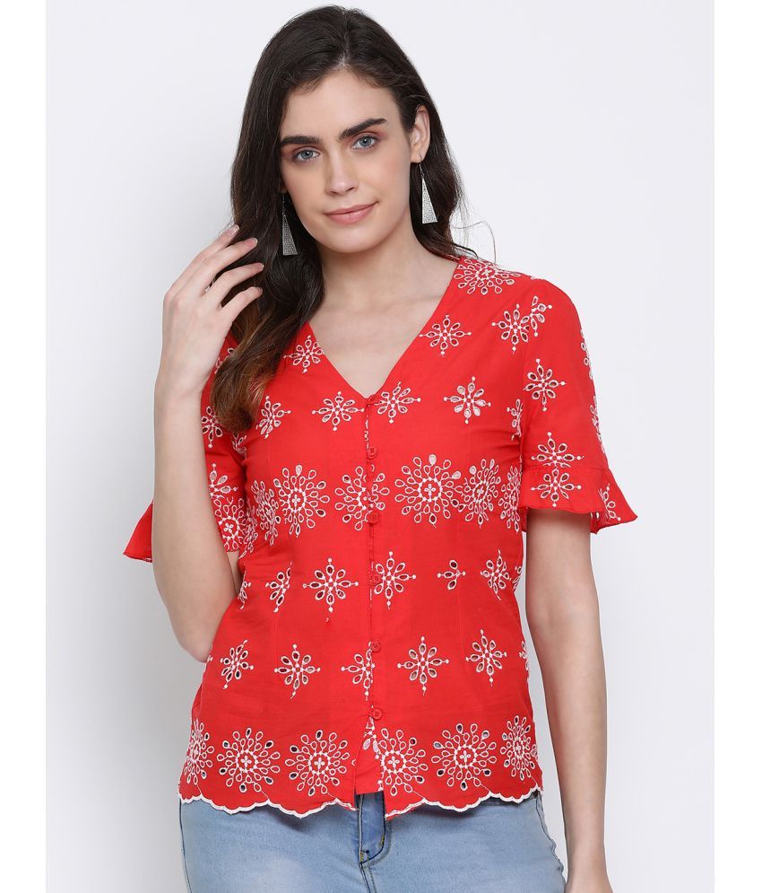     			Oxolloxo Cotton Regular Tops - Red Single