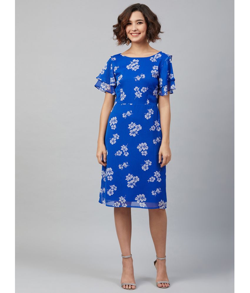     			Rare Poly Chiffon Blue A- line Dress - Single