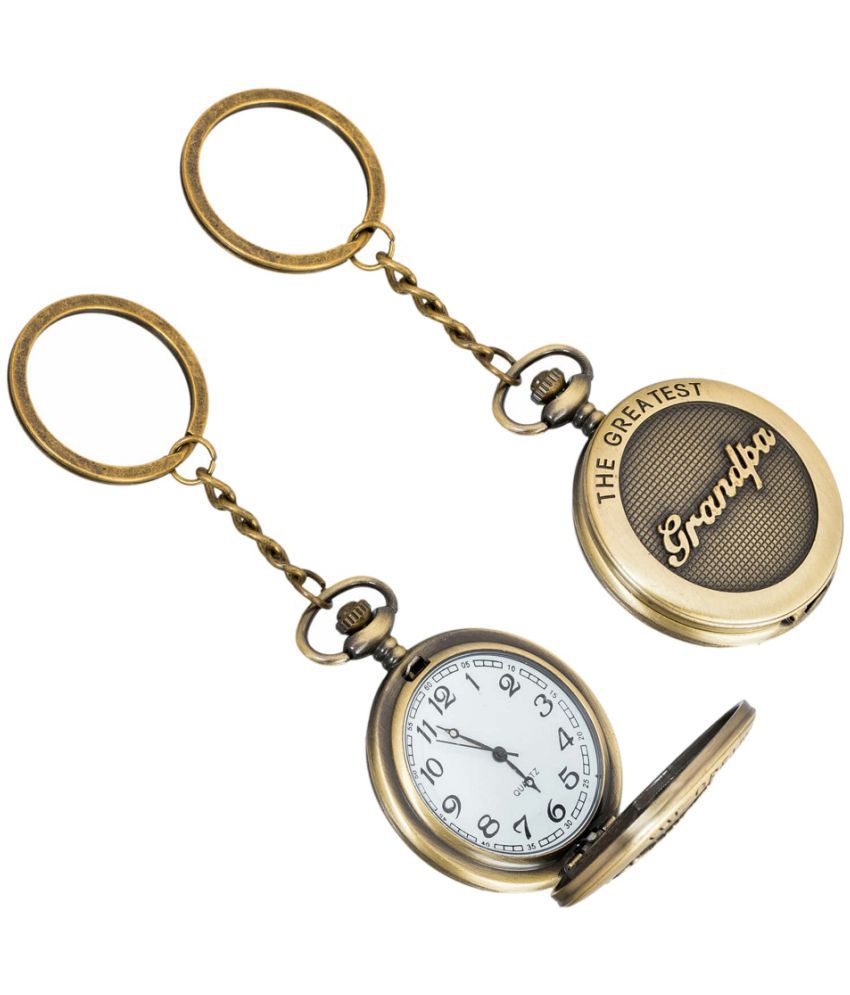     			Gala Time Greatest Grandpa Theme Designer Pocket Watch Vintage Premium Analog Clock Antique Metallic Keyring Gift Key Chain