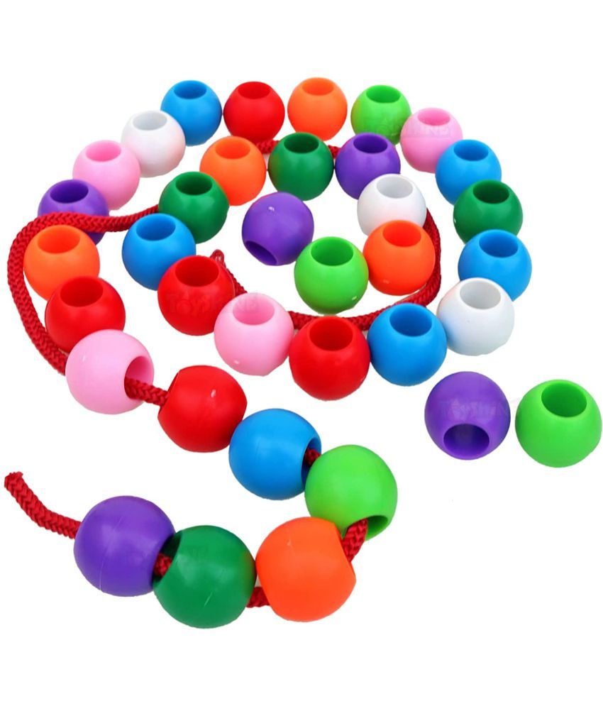 Toyshine Lacing Beads for Toddlers (72 Beads, 1 Strings, 8 Colors