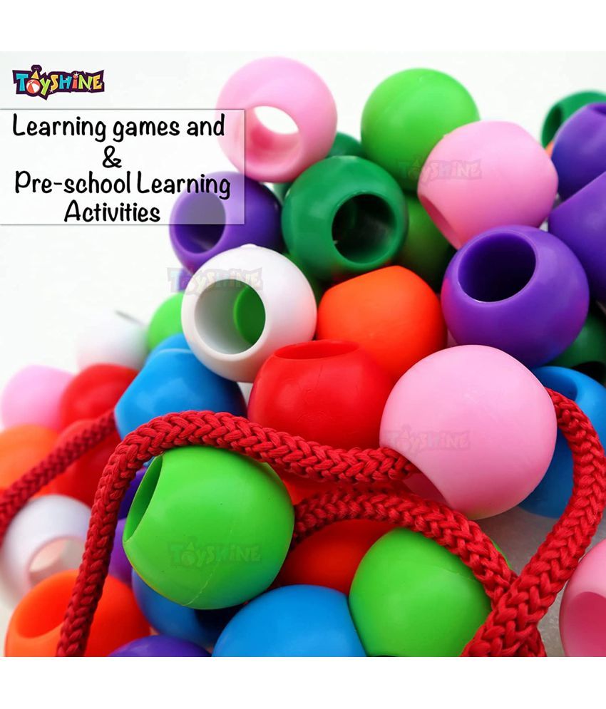 Toyshine Lacing Beads for Toddlers (72 Beads, 1 Strings, 8 Colors