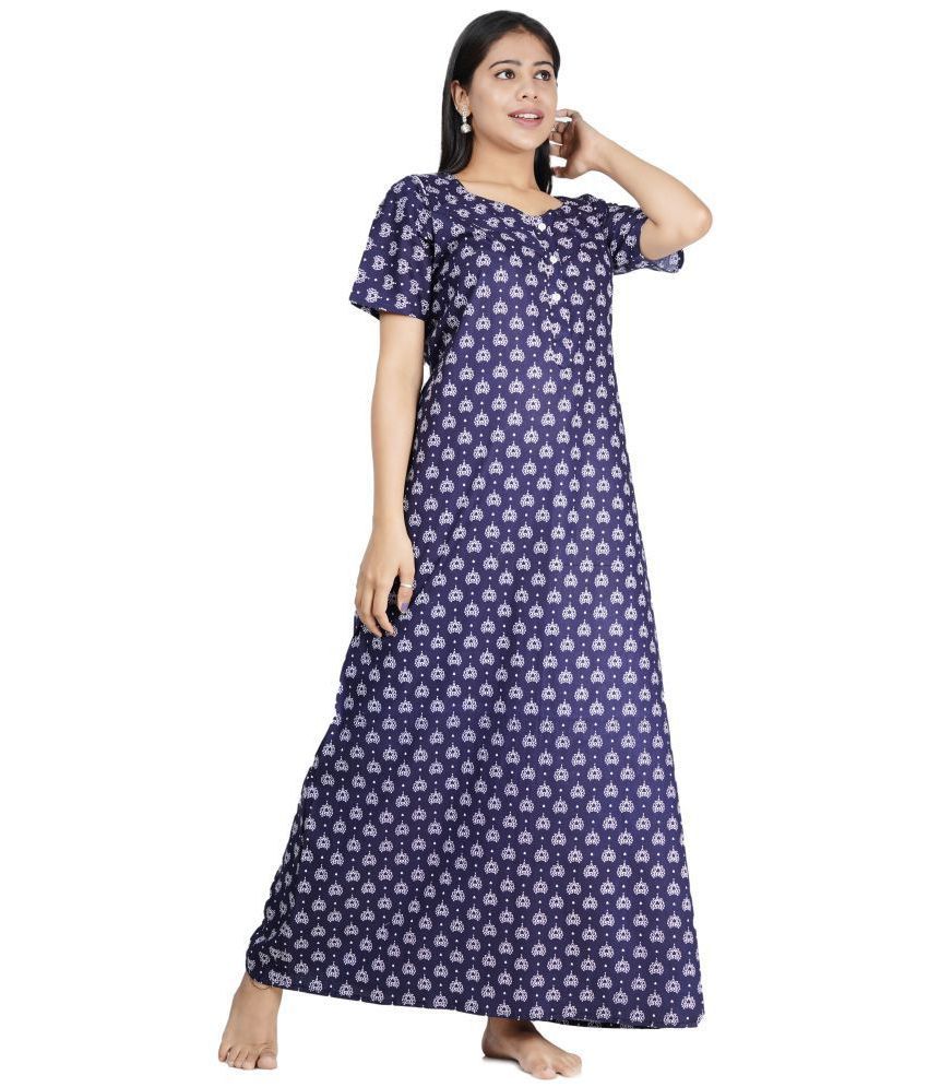     			Favnic Cotton Nighty & Night Gowns - Blue