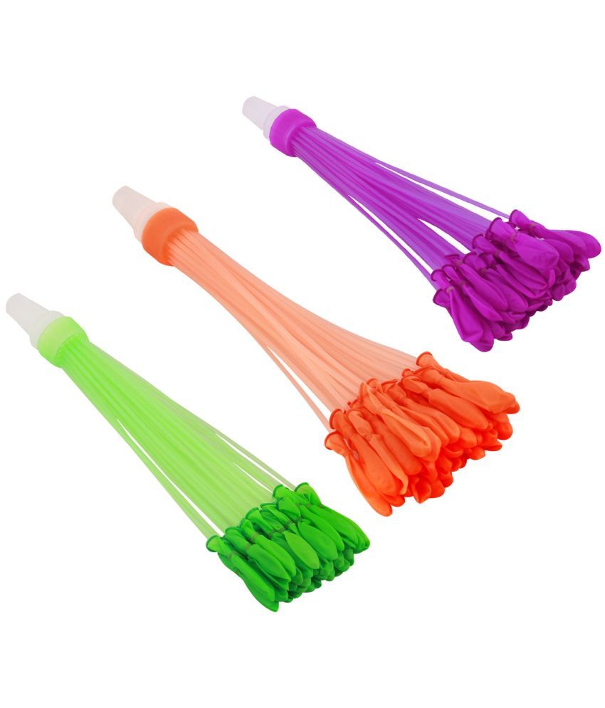     			Happy Magic Balloon for Holi Water Balloons No Need to Tie Knot Quick Fill in 60 Seconds Set of 3 with 1 Universal Tap Adapter 111 Balloons, Mix Color