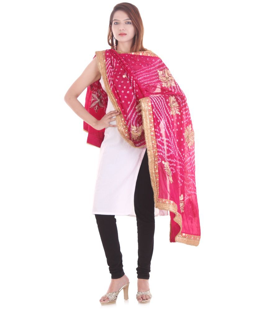     			Apratim Pink Art Silk Dupatta - Single