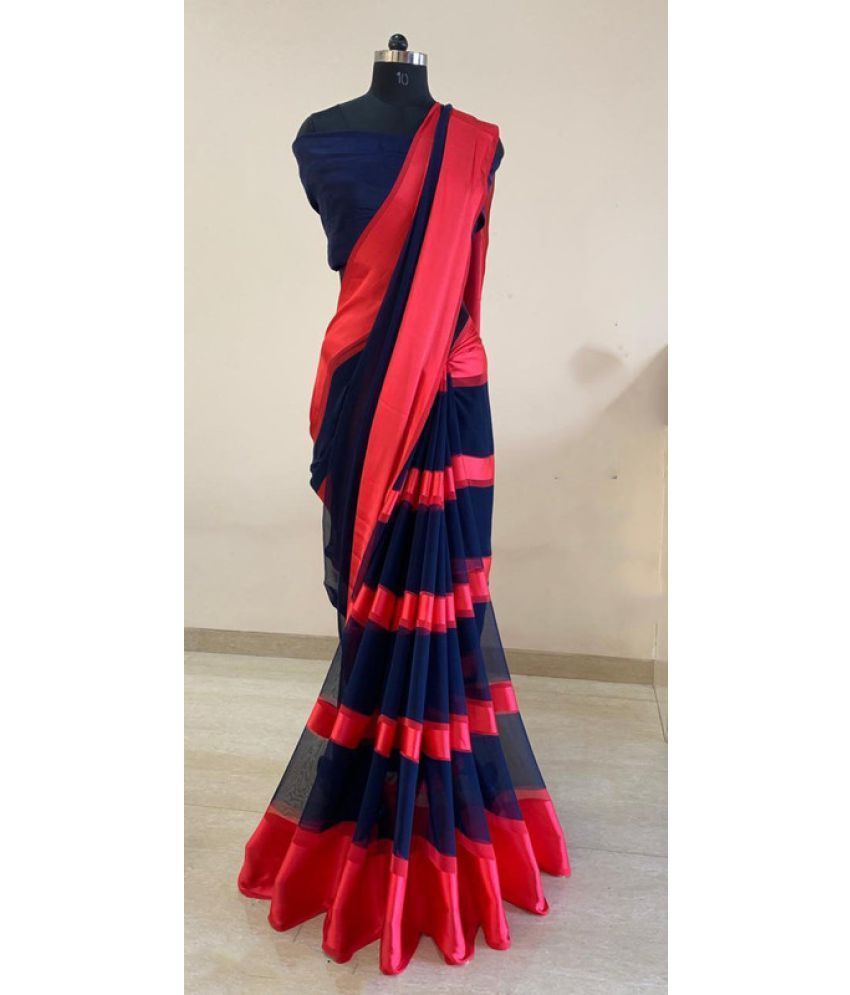     			Sitanjali Red Satin Saree - Single